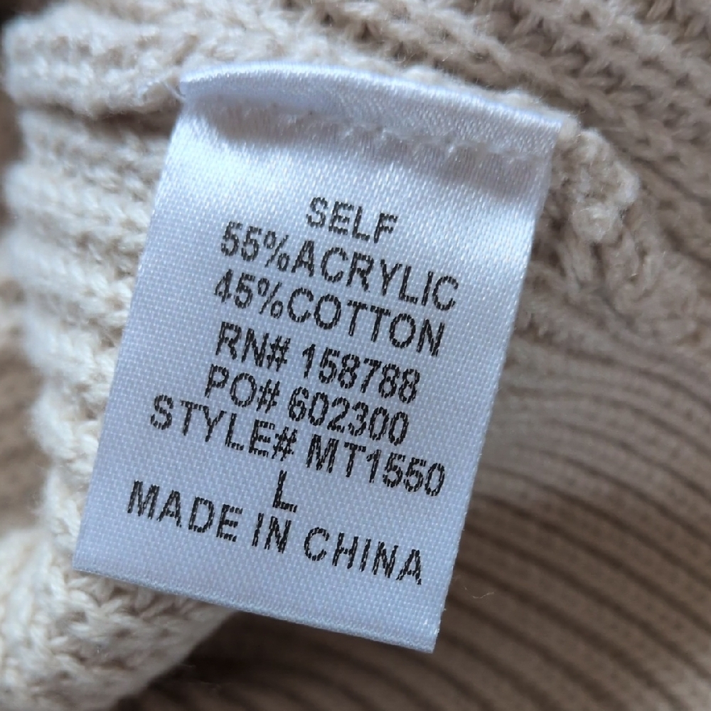 MABLE I Cream Off Shoulder Self-Tie Strap Button Down Cardigan Sweater, L - Picture 11 of 14